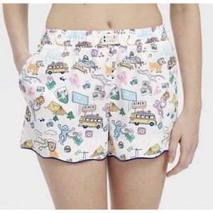 Women's Roadtrip Poplin Boxer Shorts Blue/ Yellow/Pink - Roller Rabbit x Target